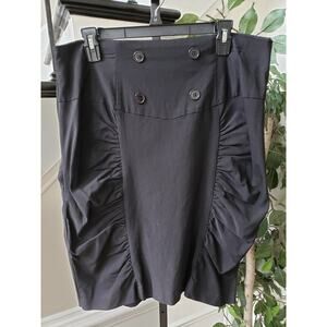 Caren Sport Mini Skirt Womens Size 14 Black Stretch Ruched Back Zip High Waist